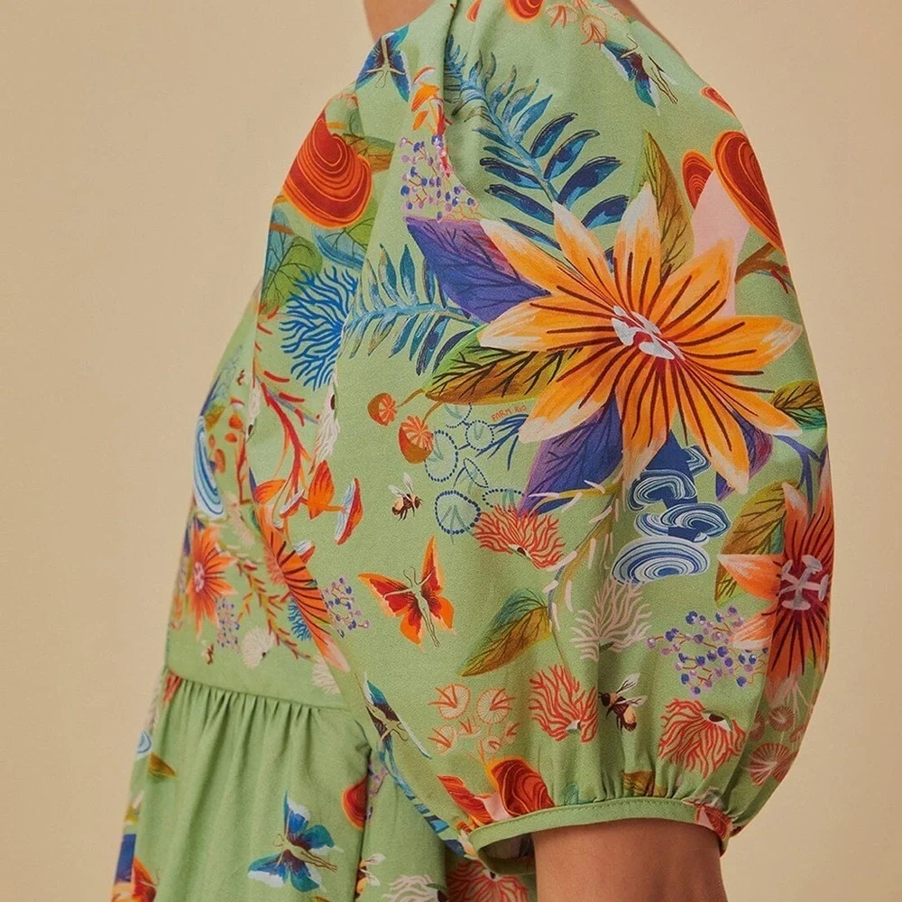 FARM Rio Green Floral Mini Dress - Picture 3 of 7